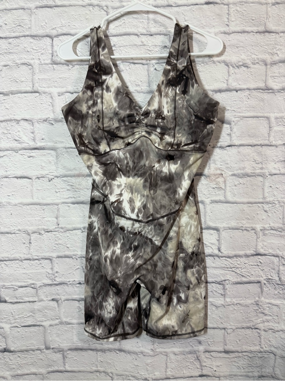 Gymshark Grey Marble-Print Romper, Large